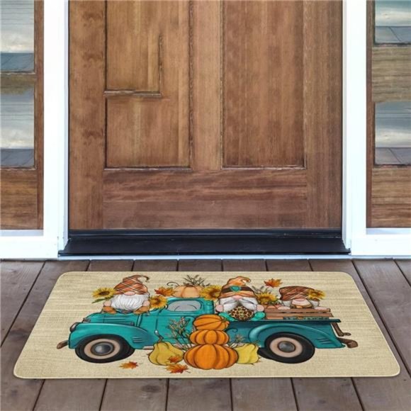 Pumpkin Door Mat Thanksgiving Day & Non Slip Rubber Mat 17" x 30” NWT - Picture 3 of 6